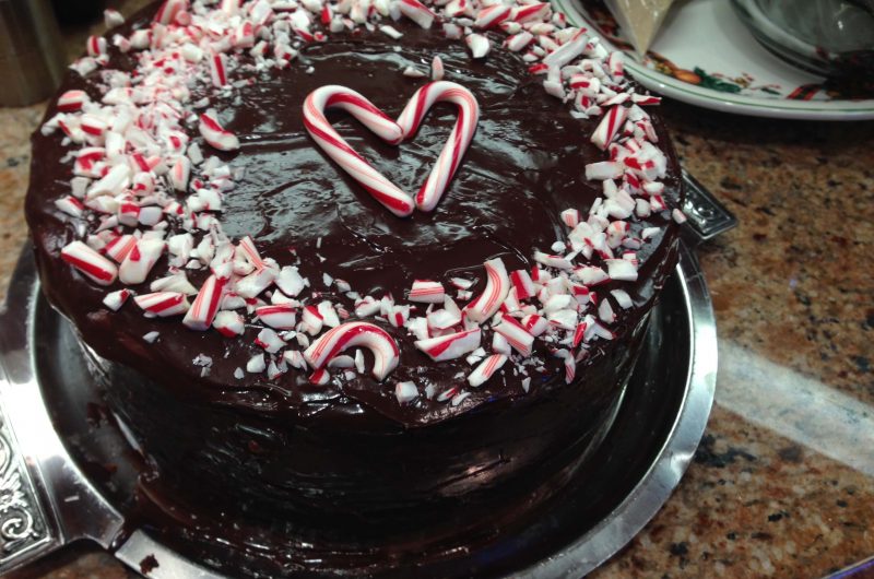 Chocolate Cake with Peppermint Ganache Frosting