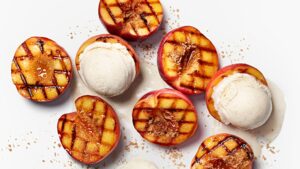 Grilled Stone Fruit With Ice cream