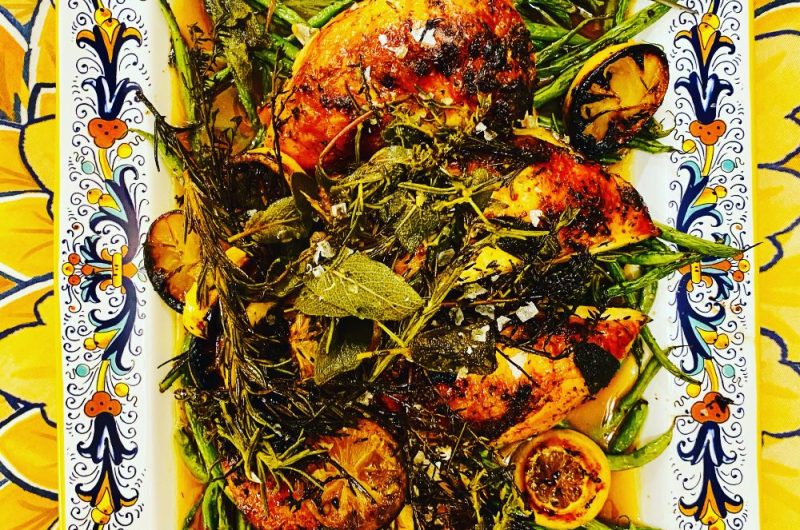 Roasted Asian Chicken with Green Beans and Citrus