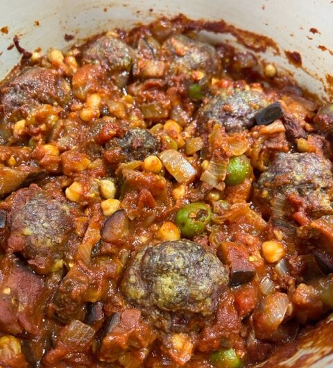 Lamb Meatballs with Eggplant and Chickpeas