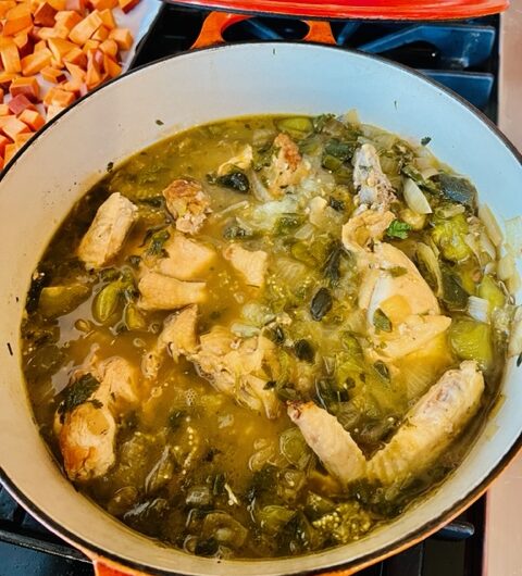 Braised Chicken with Tomatillos and Cilantro