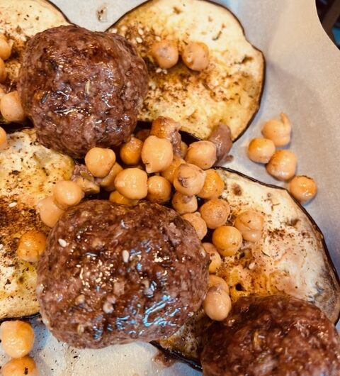 Lamb Meatballs with Chickpeas and Eggplant