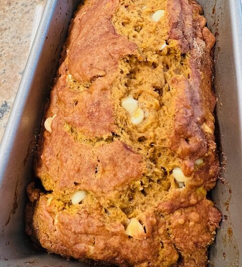 Banana Pumpkin Bread with White Chocolate Chips