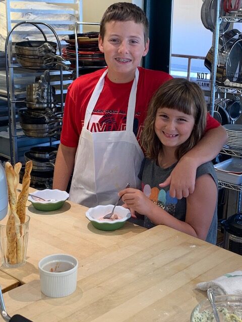 Hugo and Isla cooking