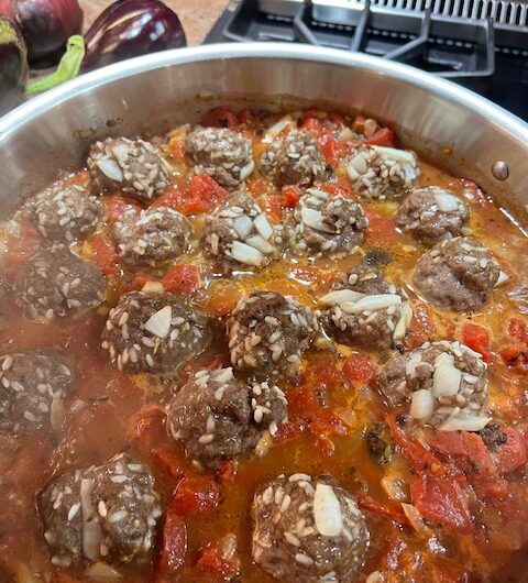 Lamb Meatballs with Tomato Gravy and Chickpeas