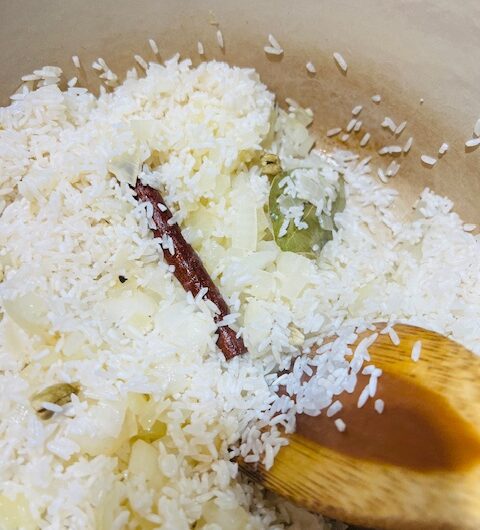 Basmati Rice with Cardamom, Cinnamon, Bay Leaf and Lemon Zest