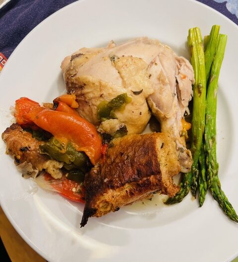 Roasted Chicken with Peppers and Focaccia