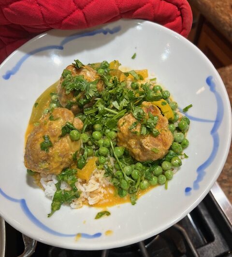 Red Curry Meatballs with Rice
