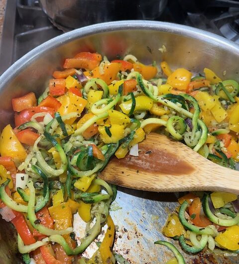 Saute of Zucchini, Bell Peppers, and Red Onion