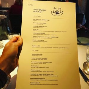 Le Coucou menu for reservations blog