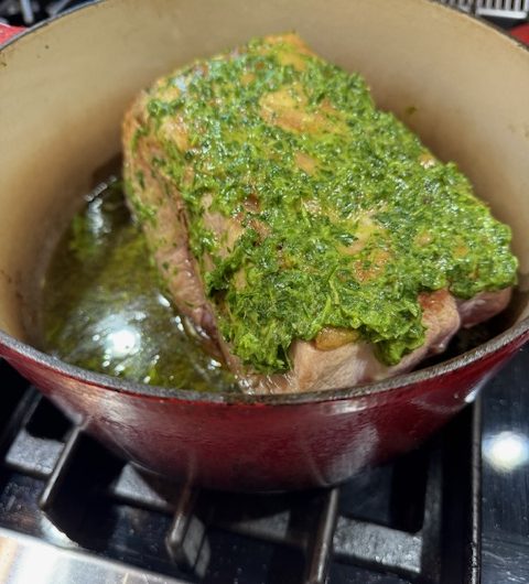 Roasted Pork Shoulder with Green Onion Sauce