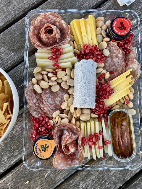 Cheese, salami and nuts