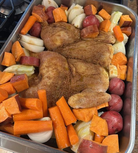 Spatchcocked Roasted Chicken with Coriander Honey