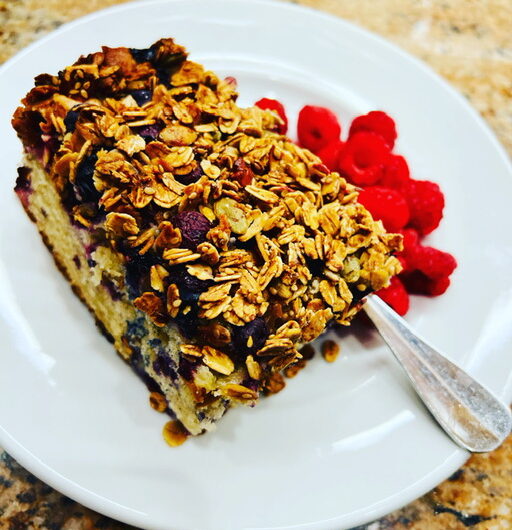 Blueberry Coffee Cake with Granola Topping