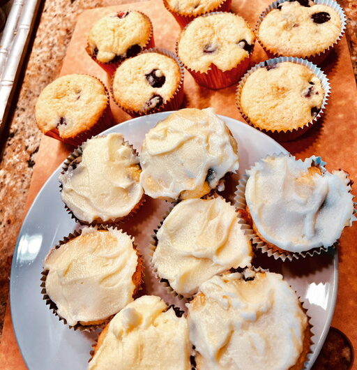 Blueberry Ginger Cupcakes with Honey Mascarpone Frosting