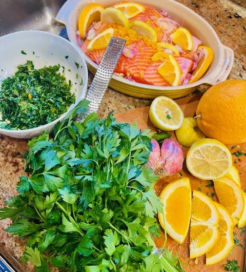 Roasted Salmon with Citrus Herb Salsa