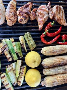 Grilled Chicken with Tomatoes and corn