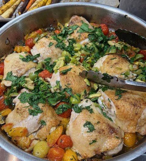 Lemon, Garlic Chicken with Cherry Tomatoes and Olives