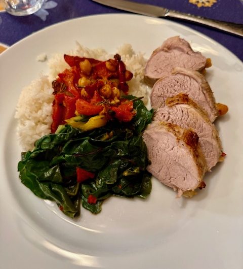 Swiss Chard with Garlic and Roasted Red Peppers