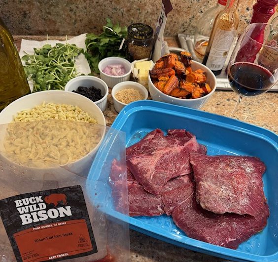 Bison with Homemade Hazelnut Spatzle and Charred Carrots