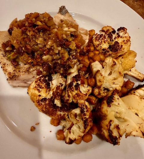 Sea Bass with Preserved Lemon-Pistachio Sauce