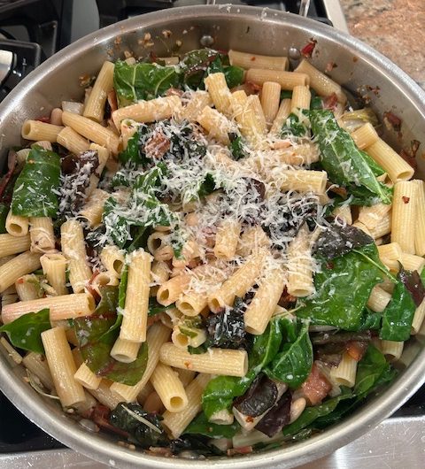 Rigatoni with Swiss Chard, White Beans and Rosemary